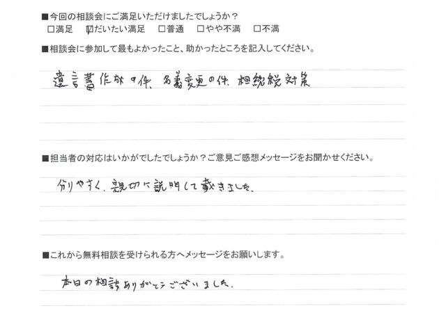 分かりやすく、親切に説明して頂きました